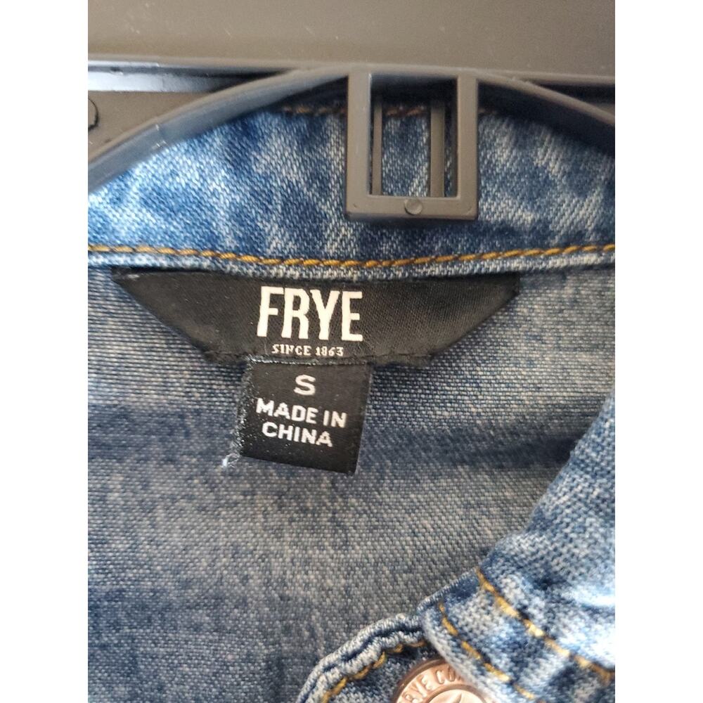 Frye Shirt Dress Women's Small Blue Denim Long Sleeve Button Front Tunic Pockets - Picture 3 of 15